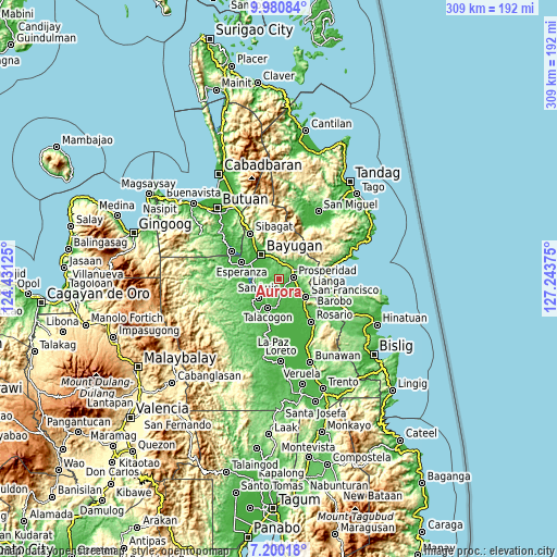 Topographic map of Aurora