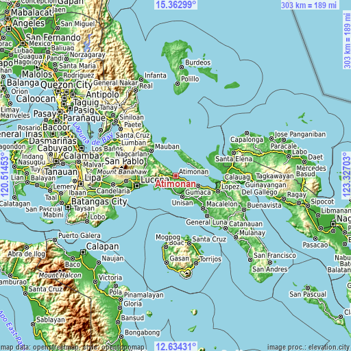 Topographic map of Atimonan