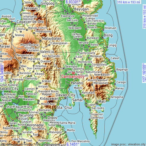 Topographic map of Cambanugoy