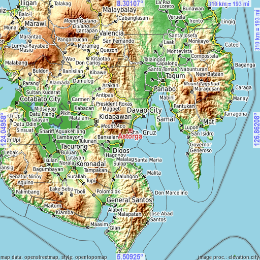 Topographic map of Astorga