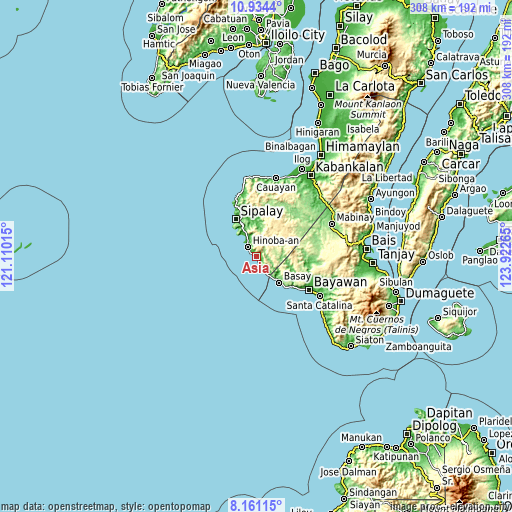 Topographic map of Asia