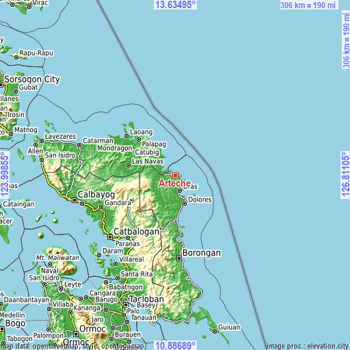 Topographic map of Arteche