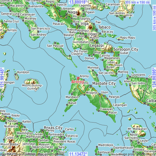 Topographic map of Aroroy