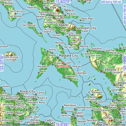 Topographic map of Armenia