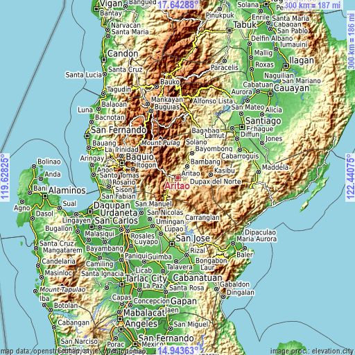 Topographic map of Aritao