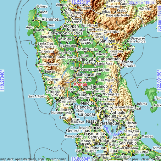 Topographic map of Arenas