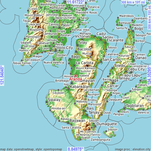 Topographic map of Aranda