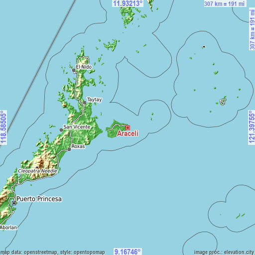 Topographic map of Araceli