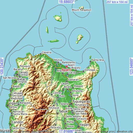 Topographic map of Aparri