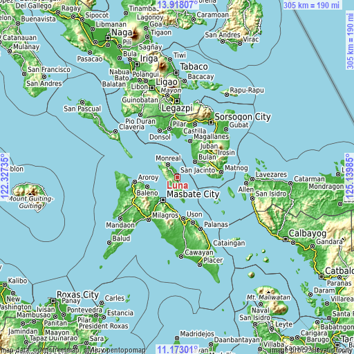 Topographic map of Luna