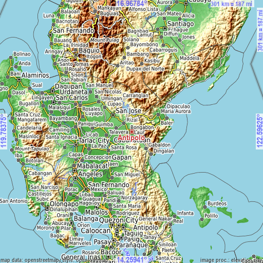 Topographic map of Antipolo