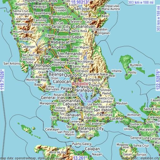 Topographic map of Antipolo