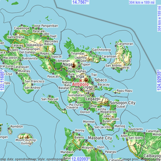 Topographic map of Antipolo