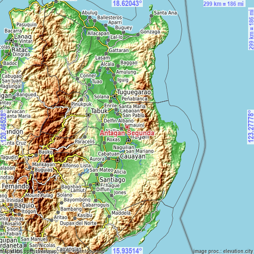 Topographic map of Antagan Segunda