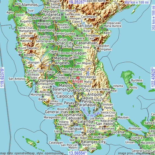 Topographic map of Angat
