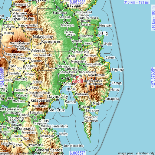 Topographic map of Andili