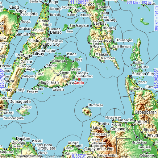 Topographic map of Anda