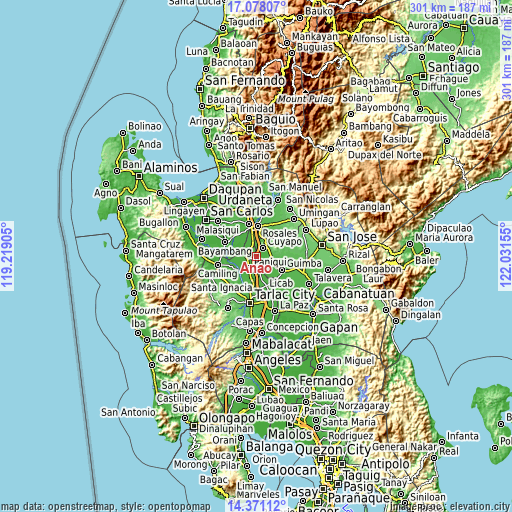 Topographic map of Anao