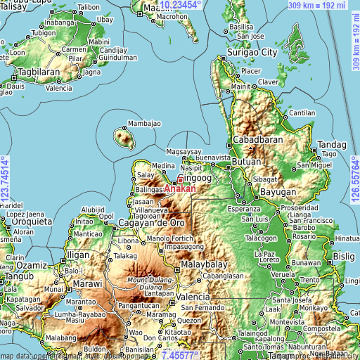 Topographic map of Anakan