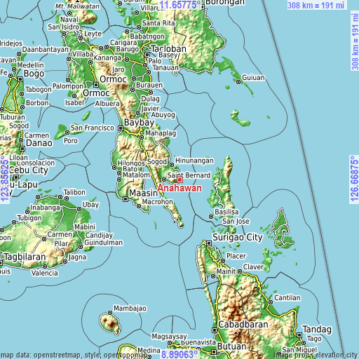 Topographic map of Anahawan