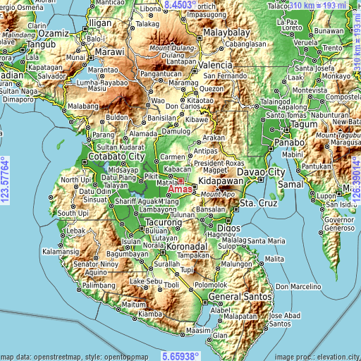 Topographic map of Amas