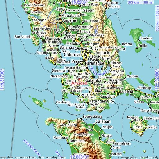 Topographic map of Amadeo