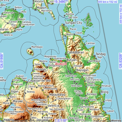 Topographic map of Alubijid