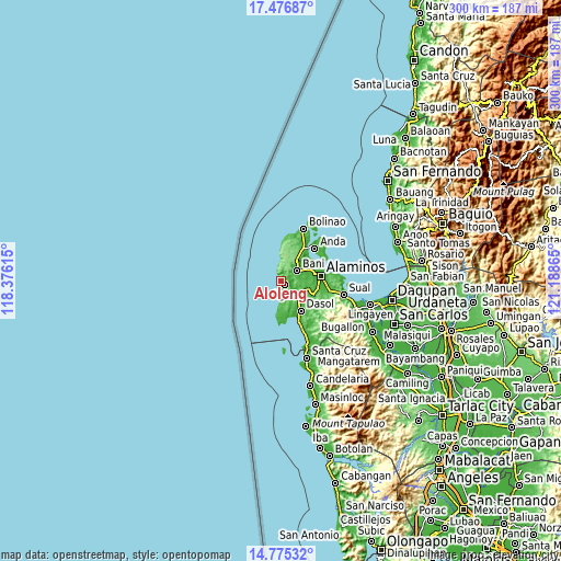 Topographic map of Aloleng