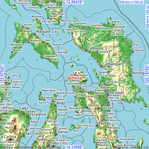 Topographic map of Almeria