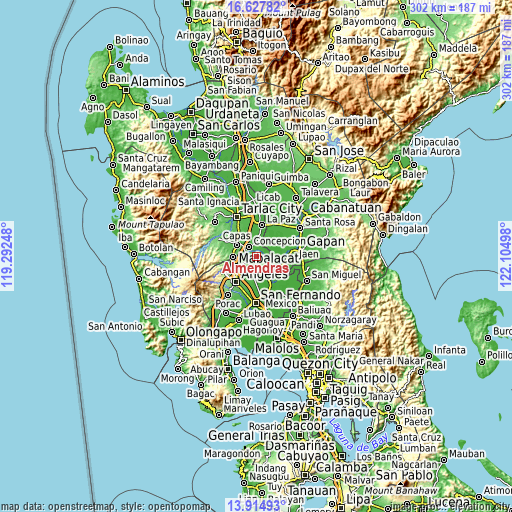 Topographic map of Almendras