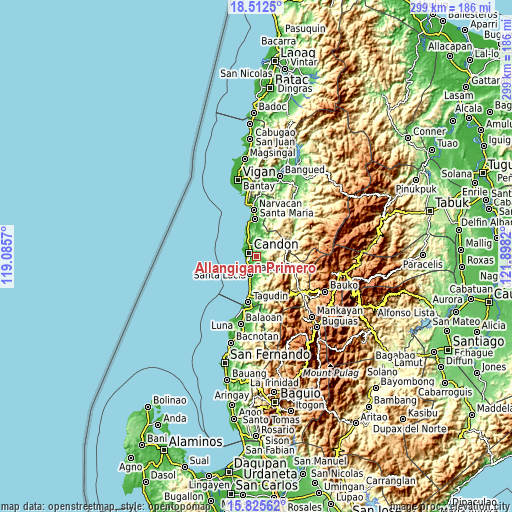 Topographic map of Allangigan Primero