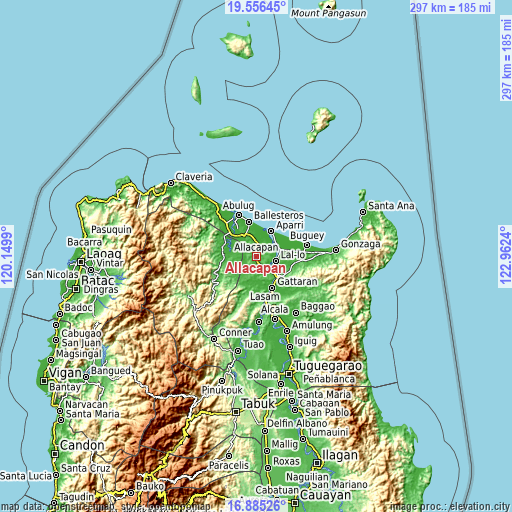 Topographic map of Allacapan