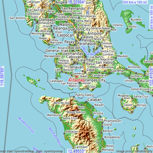 Topographic map of Alitagtag