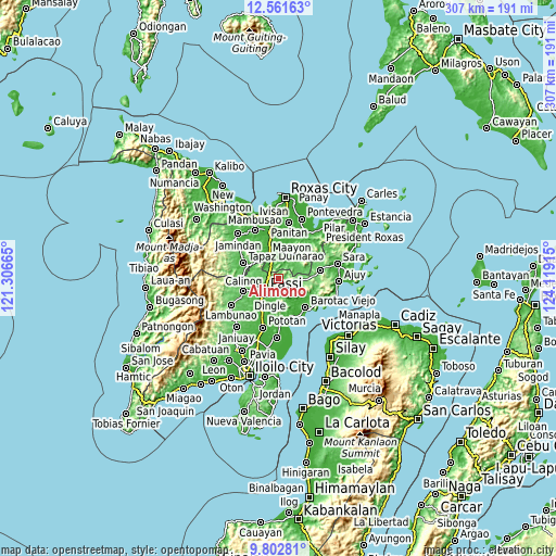 Topographic map of Alimono