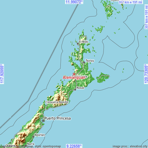 Topographic map of Alemanguan