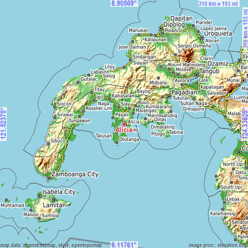 Topographic map of Alicia