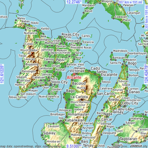 Topographic map of Alicante