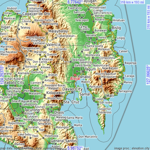 Topographic map of Alejal