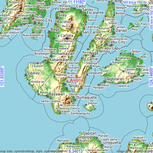 Topographic map of Alegria