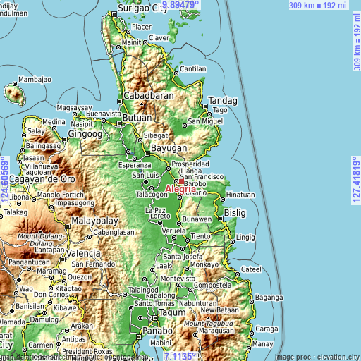 Topographic map of Alegria