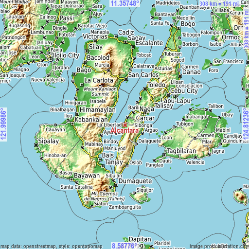 Topographic map of Alcantara