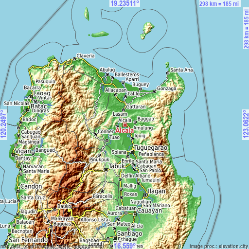 Topographic map of Alcala