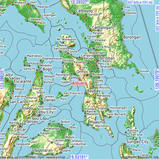 Topographic map of Albuera