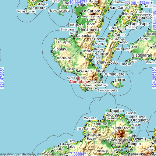 Topographic map of Alangilan