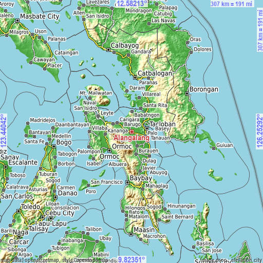 Topographic map of Alangalang