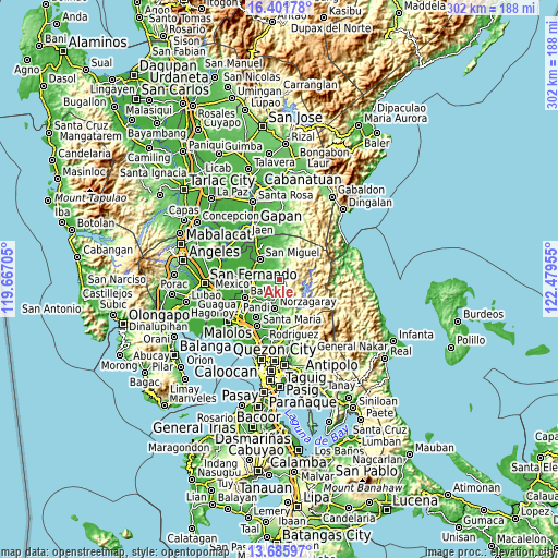 Topographic map of Akle