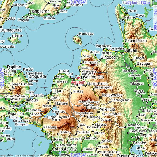 Topographic map of Agusan