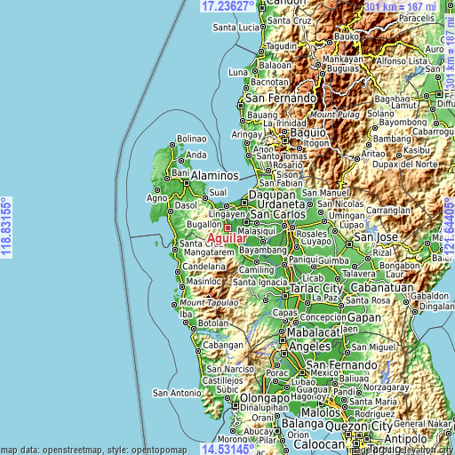 Topographic map of Aguilar