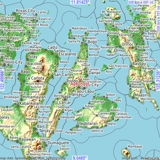 Topographic map of Agsungot