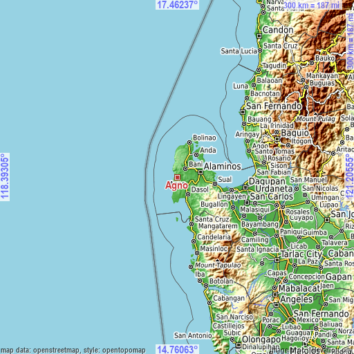 Topographic map of Agno